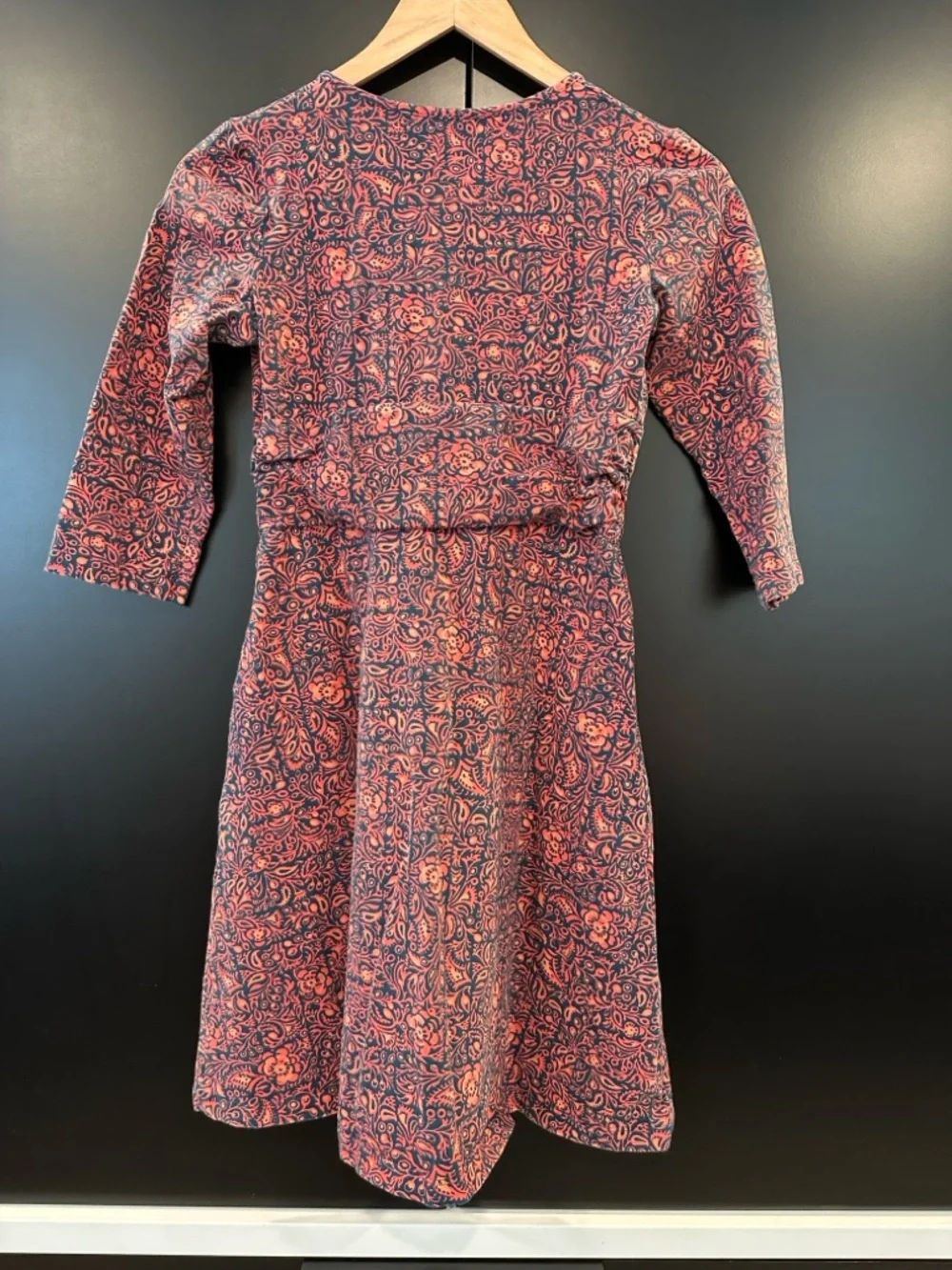 Patagonia‎ Kamala Dress XS Pink Blue Paisley Floral V-Neck 3/4 Sleeve 58871FA13